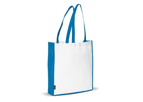 Tragetasche Non-Woven 75g/m² - Weiss / Blau bedrucken, Art.-Nr. LT91479-N0111 Tragetasche Non-Woven 75g/m² - Weiss / Blau bedrucken, Art.-Nr. LT91479-N0111