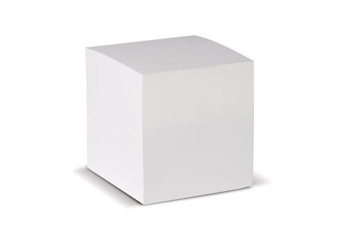 Quadratischer Zettelblock weiß 9x9x9cm - Weiss bedrucken, Art.-Nr. LT91700-N0001