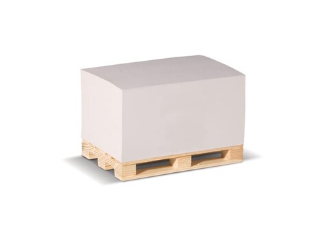 Zettelblock aus recycelten Papier auf einer Holzpalette 12x8x6cm - Weiss bedrucken, Art.-Nr. LT91846-N0001