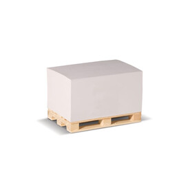 Zettelblock aus recycelten Papier auf einer Holzpalette 12x8x6cm - Weiss bedrucken, Art.-Nr. LT91846-N0001