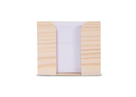 Zettelblock aus Holz, recycelt 10x10x8.5cm - Hellbraun bedrucken, Art.-Nr. LT91911-N0052