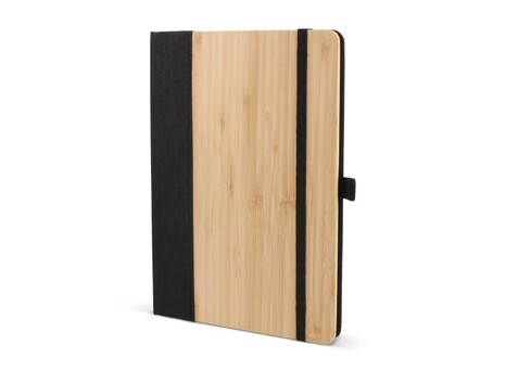 Notizbuch bamboo &amp; R-PET A5 - Schwarz bedrucken, Art.-Nr. LT92078-N0002