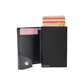 Kartenetui mit RFID-Schutz - Schwarz / Schwarz bedrucken, Art.-Nr. LT92190-N0202