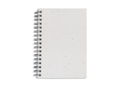 Spiral-Notizbuch aus Saatgutpapier - Weiss bedrucken, Art.-Nr. LT92526-N0001