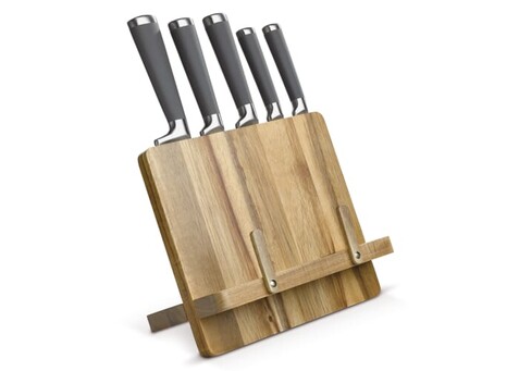Kochbuchständer mit 5 Messern - Holz bedrucken, Art.-Nr. LT94502-N0093