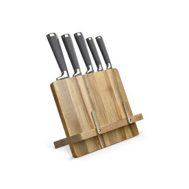 Kochbuchständer mit 5 Messern - Holz bedrucken, Art.-Nr. LT94502-N0093