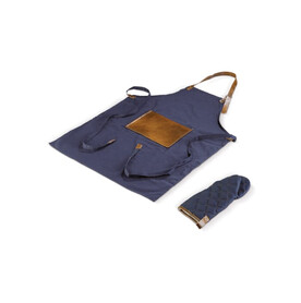 BBQ-Schürze und -Handschuh - Dunkelblau bedrucken, Art.-Nr. LT94515-N0010
