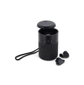 Wireless speaker William with TWS earbuds - Schwarz bedrucken, Art.-Nr. LT95018-N0002