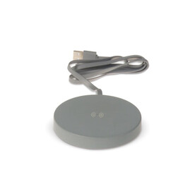 Round limestone Wireless charger 5W - Grau bedrucken, Art.-Nr. LT95046-N0061