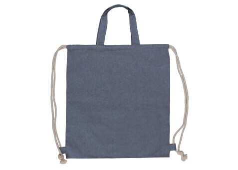 Tasche/Beutel mit Kordelzug aus recycelter Baumwolle 38x42cm - Blau bedrucken, Art.-Nr. LT95228-N0011