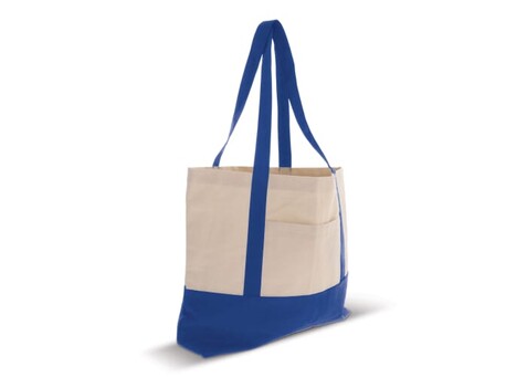 Strandtasche Baumwollsegeltuch OEKO-TEX® 280g/m² 42x10x30cm - Blau bedrucken, Art.-Nr. LT95247-N0011