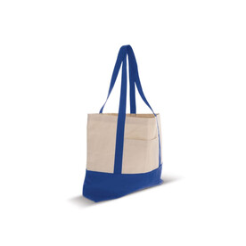 Strandtasche Baumwollsegeltuch OEKO-TEX® 280g/m² 42x10x30cm - Blau bedrucken, Art.-Nr. LT95247-N0011