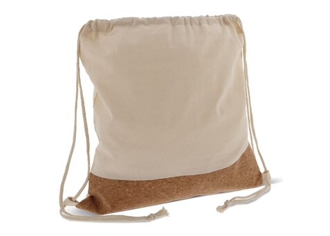 Kordelzugbeutel mit Korkelementen 38x41cm - Ecru bedrucken, Art.-Nr. LT95269-N0054