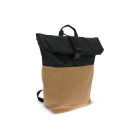 Rolltop-Rucksack Kork &amp;amp; R-PET 18L - Schwarz bedrucken, Art.-Nr. LT95292-N0002