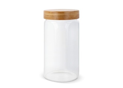 Kanister Glas &amp; Bambus 1200ml - Transparent bedrucken, Art.-Nr. LT95433-N0004