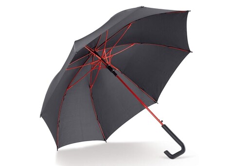 Stockschirm 23” selbstöffnend - Schwarz / Rot bedrucken, Art.-Nr. LT97109-N0221