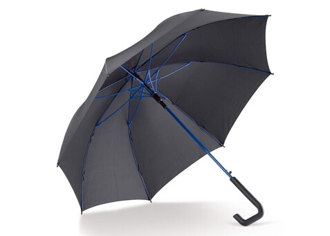 Stockschirm 23” selbstöffnend - Schwarz / Blau bedrucken, Art.-Nr. LT97109-N0211