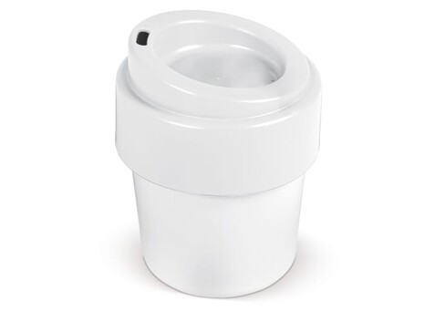 Heiß-aber-cool Kaffeebecher mit Deckel 240ml - Weiss / Weiss bedrucken, Art.-Nr. LT98707-N0101