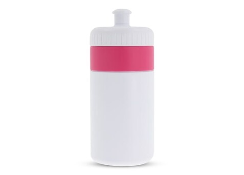 Sportflasche mit Rand 500ml - Weiss / Rosa bedrucken, Art.-Nr. LT98735-N0176