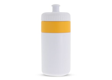 Sportflasche mit Rand 500ml - Weiss / Gelb bedrucken, Art.-Nr. LT98735-N0141