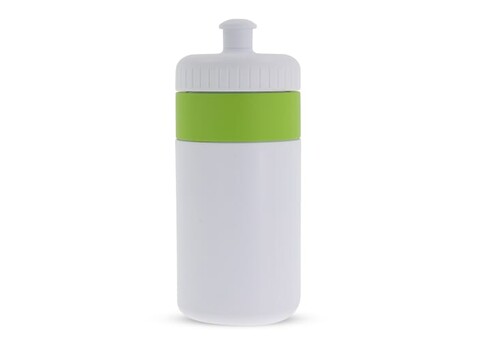 Sportflasche mit Rand 500ml - Weiss / Hellgrün bedrucken, Art.-Nr. LT98735-N0132