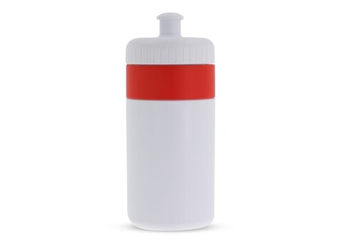 Sportflasche mit Rand 500ml - Weiss / Rot bedrucken, Art.-Nr. LT98735-N0121