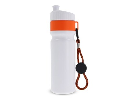 Sportflasche mit Rand und Kordel 750ml - Weiss / Orange bedrucken, Art.-Nr. LT98736-N0126