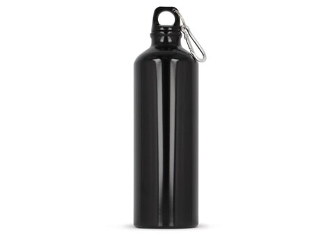 Aluminium Wasserflasche mit Karabiner 750ml - Schwarz bedrucken, Art.-Nr. LT98746-N0002