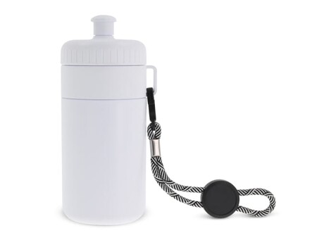 Sportflasche mit Halteschlaufe 500ml - Weiss / Weiss bedrucken, Art.-Nr. LT98785-N0101