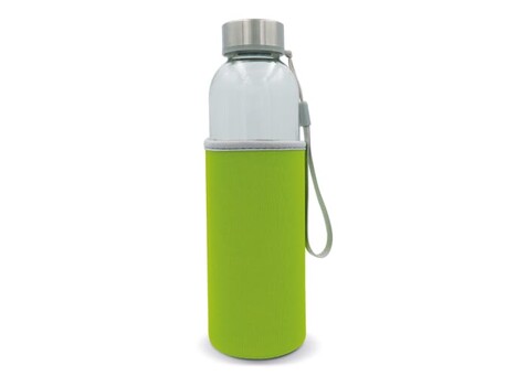 Trinkflasche aus Glas mit Neoprenhülle 500ml - Transparente Hellgrün bedrucken, Art.-Nr. LT98822-N0432