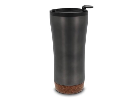 Doppelwandiger Becher mit einem Korkboden 480ml - Gun metal - dark bedrucken, Art.-Nr. LT98848-N0035
