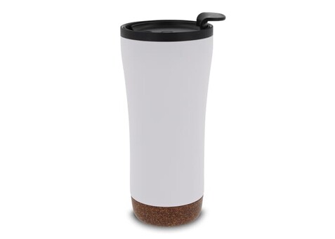 Doppelwandiger Becher mit einem Korkboden 480ml - Weiss bedrucken, Art.-Nr. LT98848-N0001