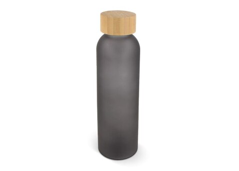 Wasserflasche Glas &amp; Bambus 500ml - Dunkelgrau bedrucken, Art.-Nr. LT98849-N0060