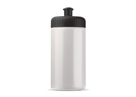 Sportflasche auf Biobasis 500ml basic - Weiss / Schwarz bedrucken, Art.-Nr. LT98859-N0102