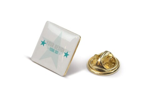 Metall Pin, quadratisch 15x15mm - Gold Satin bedrucken, Art.-Nr. LT99744-N0092