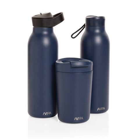 Avira Avior RCS recycelte Stainless-Steel Flasche 500ml navy blau bedrucken, Art.-Nr. P438.000