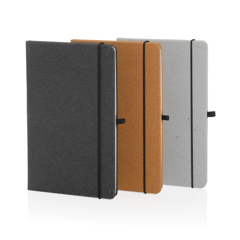 A5 Hardcover Notizbuch aus GRS recyceltem PU grau bedrucken, Art.-Nr. P774.202