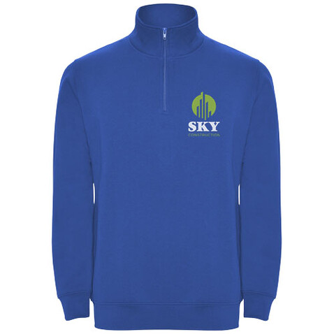 Aneto Pullover mit Viertelreißverschluss, royalblau bedrucken, Art.-Nr. R11094T2