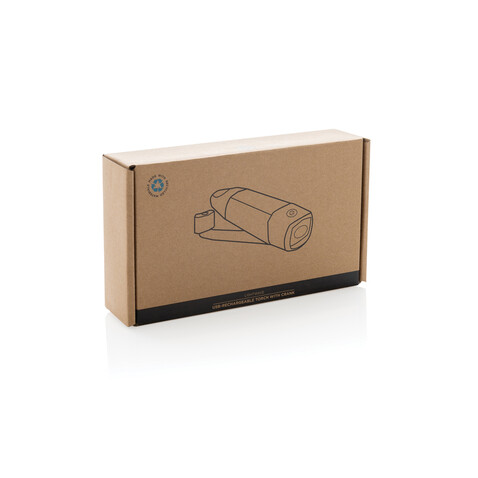 Lightwave USB-Taschenlampe mit Kurbel aus RCS rPlastik schwarz bedrucken, Art.-Nr. P513.621