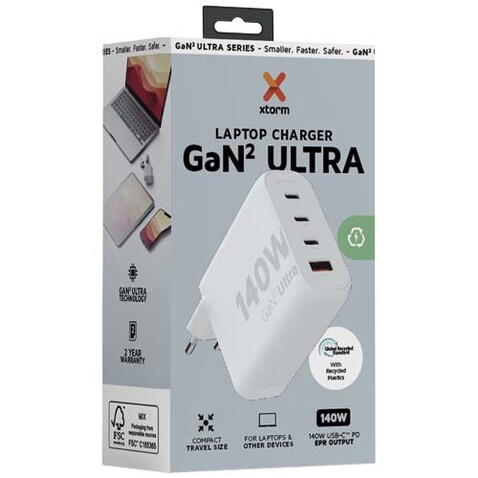 Xtorm XEC140 GaN² Ultra 140 W Wandladegerät, weiss bedrucken, Art.-Nr. 12439101