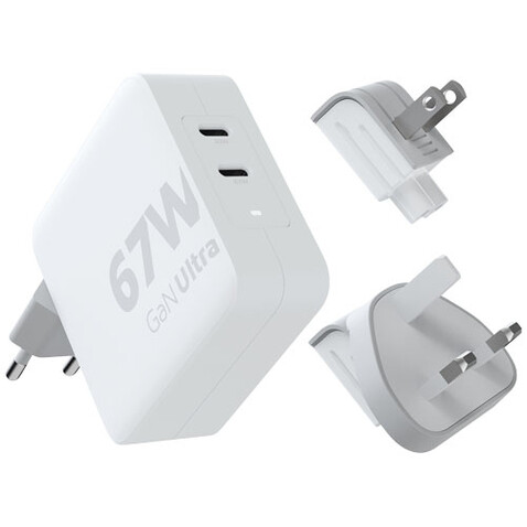 Xtorm XVC2067 GaN Ultra 67 W Reiseladegerät mit 100 W USB-C PD-Kabel, weiss bedrucken, Art.-Nr. 12439601