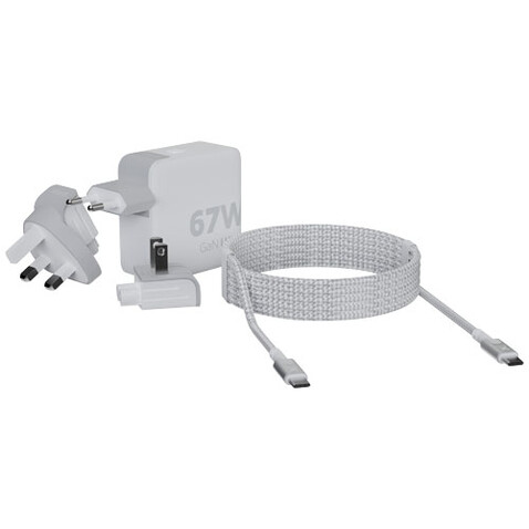 Xtorm XVC2067 GaN Ultra 67 W Reiseladegerät mit 100 W USB-C PD-Kabel, weiss bedrucken, Art.-Nr. 12439601