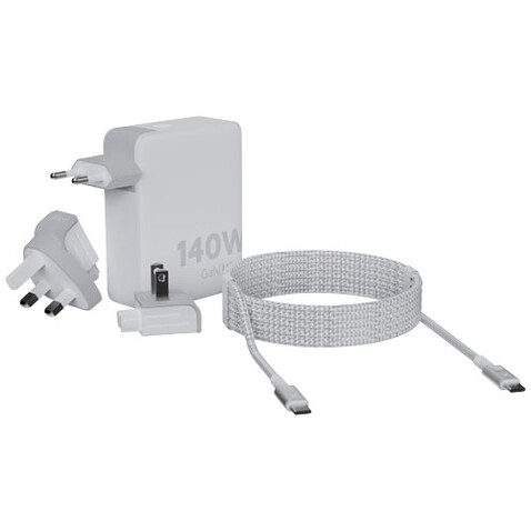 Xtorm XVC2140 GaN Ultra 140 W Reiseladegerät mit 240 W USB-C PD-Kabel, weiss bedrucken, Art.-Nr. 12439701
