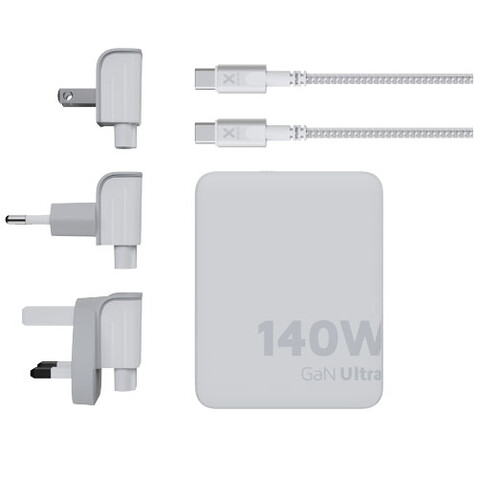 Xtorm XVC2140 GaN Ultra 140 W Reiseladegerät mit 240 W USB-C PD-Kabel, weiss bedrucken, Art.-Nr. 12439701