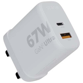 Xtorm XEC067G GaN² Ultra 67 W Wandladegerät mit UK-Stecker, weiss bedrucken, Art.-Nr. 12440701