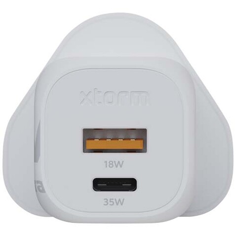 Xtorm XEC035 GaN² Ultra 35 W Wandladegerät mit UK-Stecker, weiss bedrucken, Art.-Nr. 12440801