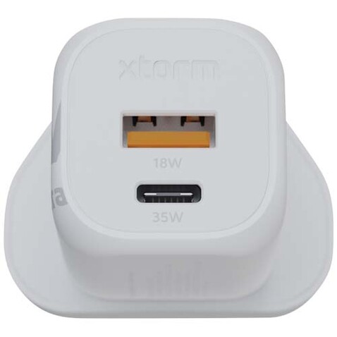 Xtorm XEC035 GaN² Ultra 35 W Wandladegerät mit UK-Stecker, weiss bedrucken, Art.-Nr. 12440801
