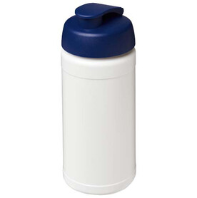 Baseline Rise 500 ml Sportflasche mit Klappdeckel, weiss, blau bedrucken, Art.-Nr. 21028901