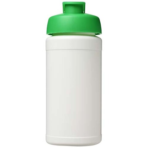 Baseline Rise 500 ml Sportflasche mit Klappdeckel, weiss, grün bedrucken, Art.-Nr. 21028991