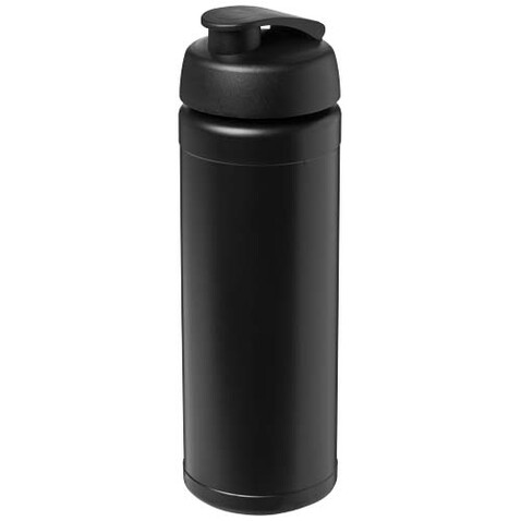 Baseline Rise 750 ml Sportflasche mit Klappdeckel, schwarz, schwarz bedrucken, Art.-Nr. 21029190